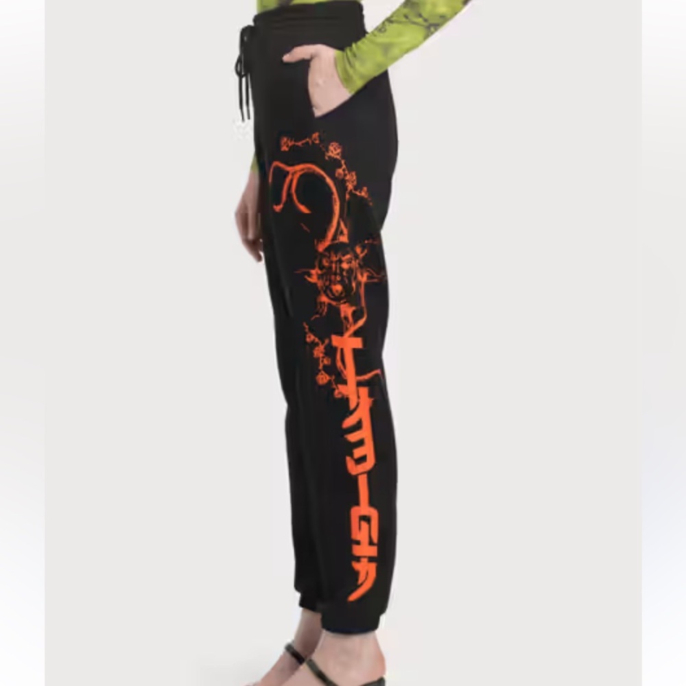 I.AM.GIA Black and Orange Graphic Joggers